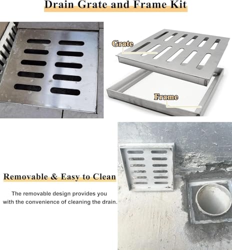 Drain de sol de sous-sol avec couvercle de grille robuste en acier inoxydable 50x50 - 3