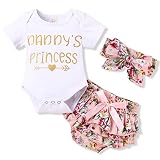 Newborn Baby Girl Clothes Outfits Little Girl Daddy's Princess Romper Bodysuit Floral Shorts 3PCs In