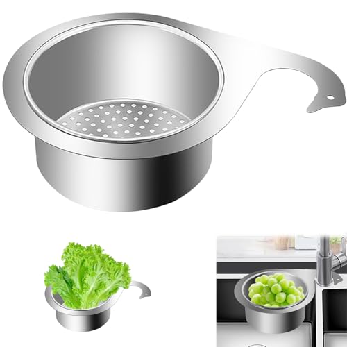 Cestello Scarico Forma Cigno Acciaio Inossidabile Cucina, 22cm Cesto Filtro Mini Rubinetto Sospeso Multifunzionale, Filtro Lavello Angolo Rimovibile per Filtrare Rifiuti Cibo, Lavare Frutta e Verdura