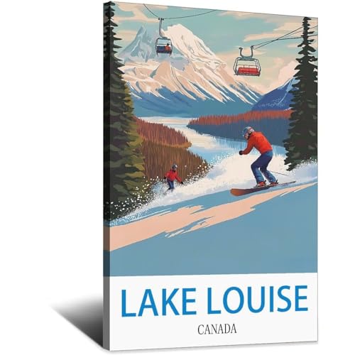 Poster rétro Lake Louise Canada impression artistique de qualité pour décoration murale