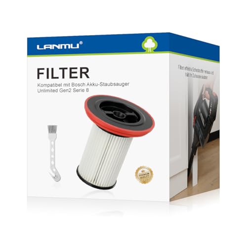 LANMU Filter mit Reinigungsbürste Filter Set kompatibel mit Bosch Unlimited Gen2 Serie 8 Staubsauger,12036642,12023349 HEPA Ersatzfilter(Ohne Filterhalter und NICHT für Serie 6 und 7)
