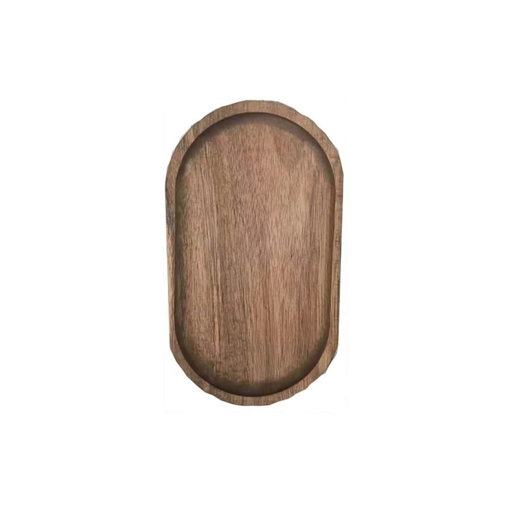 Plateau petit déjeuner ovale en bois marron avec porte-gobelet intégré
