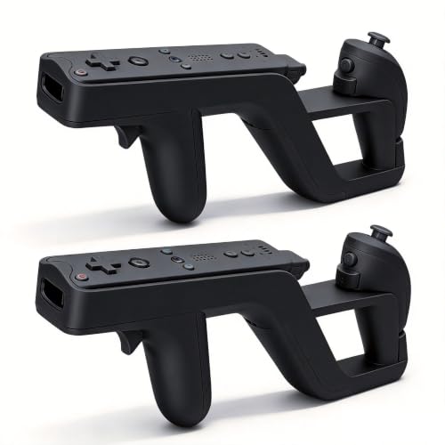 GLCONN Wii Remote Controllers Shooting Game Wii u Zapper Gun Grip-Wii &amp; Wii U Remote Game Suitable Hunting Guns for Wii Accessories,Black,2 Pack