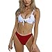 Produktbild DHHY Bikini Damen Set Push Up Sexy Zweiteilige Bedruckter Bikini Knoten auf der Brust Doppelseitiger sexy geteilter Badeanzug C L