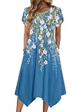 Zeagoo Womens Fall Dresses A Line Dress for Women Short Sleeve Swing