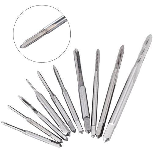 10 Stück Gewindebohrer Set, Gewindeschneider und Gewindebohrer M1 bis M3.5 für Feingewinde, Micro Taps Set und Fertigschneider Maschinengewindebohrer Drahtgewindebohrer Gewindebohrer