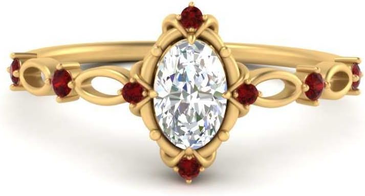 Choose Your Gemstone Oval Halo Antique Delicate Diamond CZ Ring Yellow Gold Plated Oval Shape Vintage Engagement Rings Lightweight Office Wear Everyday Gift Jewelry US Size 4 to 12