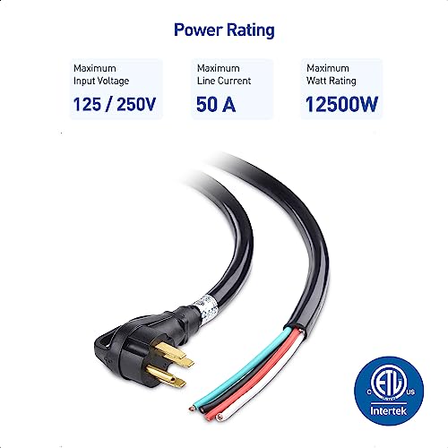 Cable Matters 4 Prong Replacement 50 AMP RV Power Cord - 25ft, 6/8 AWG, Generator Extension Cord, Compatible with Tesla Charger/EV Charger / J1772 Charger (NEMA 14-50P to 4 Wire)