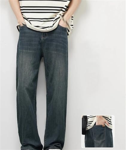 Men's Straight Vintage Jeans Soft Lyocell Casual Trousers Korean Fashion Baggy Denim Pants2