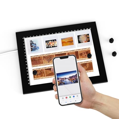 Escáner magnético de Diapositivas y Negativos con Panel de luz LED, 5600 K, 21 x 15 cm, Ultrafino, Brillo Ajustable y retroiluminación para escanear Diapositivas y Negativos de película de 35 mm