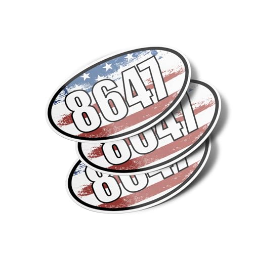 Image of 8647 USA Flag Oval Vinyl Bumper Stickers (3 Pack)