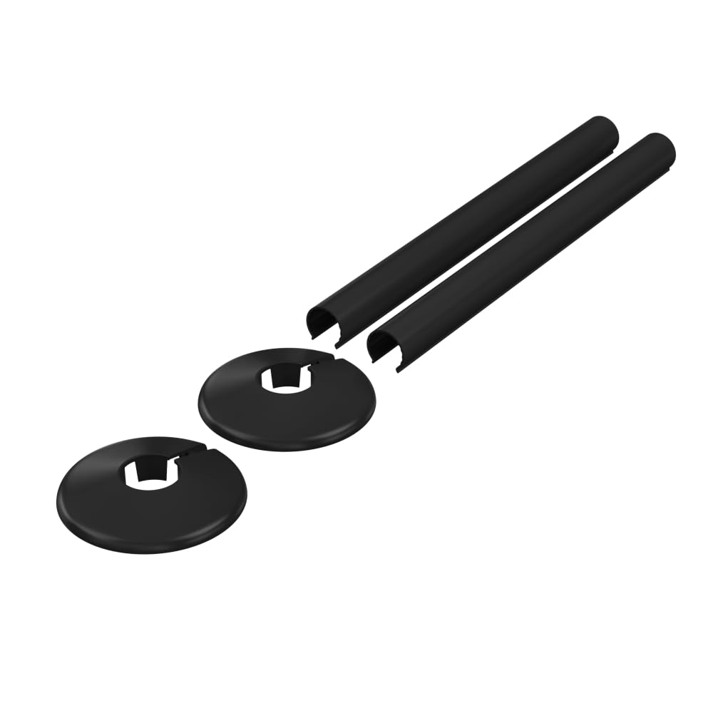 Radiator Pipe Covers & Collars 15mm, Gloss Black, 2 Pack — image 1