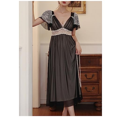 Womens' Vintage Nightgown Lace Sleepwear Victorian Nightdress Princess Pajamas Bridal Lounger Nightwear3