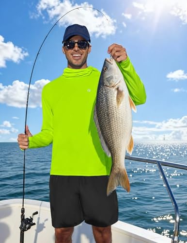 Image of PINSPARK UPF 50+ Sun Protection Hoodie Men with Mask Quick Dry Long Sleeve Fishing Hiking Shirts UV Rash Guard Lightweight