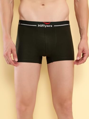 Image of HiFlyers Men's Cotton Spandex Odour-Free, Long Lasting Comfort, All Day Fresh and Confidence Dark Knight Collection Solid Trunks