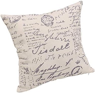 Soft Square Throw Pillow Covers Set Linen Lumbar Cushion Cases, Newspaper Vintage Retro Journalist Decorative Pillow Case for Sofa Bedroom Car Home Decor 18 x 18 Inch Pack of 2