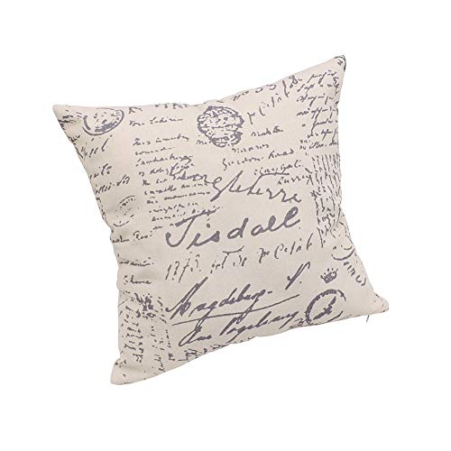 Soft Square Throw Pillow Covers Set Linen Lumbar Cushion Cases, Newspaper Vintage Retro Journalist Decorative Pillow Case for Sofa Bedroom Car Home Decor 18 x 18 Inch Pack of 2