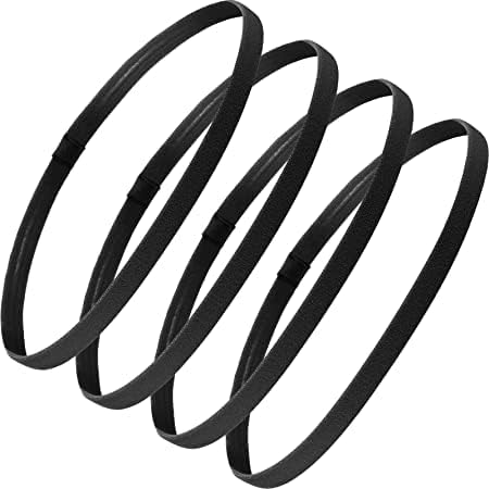 4 Pieces Wide Non-Slip Elastic Sports Headbands - Athletic Skinny Hair Headband for Women, Men, Boys, Girls - Silicone Grip Hairband Mini Stylish Sweat Band - Stays in Place & Great for Working Out