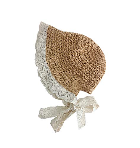 Toddler Kid Girl Summer Straw Hat Bowknot Beach Sun Protection Hats (As1, Age, 2_Years, 4_Years, Khaki, 50-52Cm（19.6-20.5") #TOP2