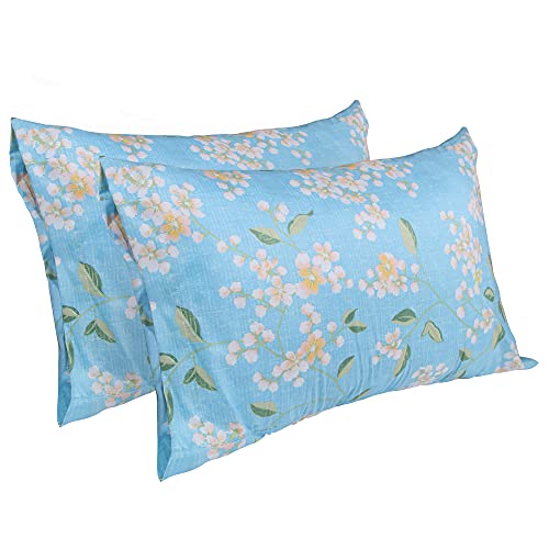 Image of JSD Blue Floral Printed King Sheet Set Extra Deep Pocket | 4 Piece Soft Botanical Microfiber Sheets, OEKO-TEX Certified, Easy Care