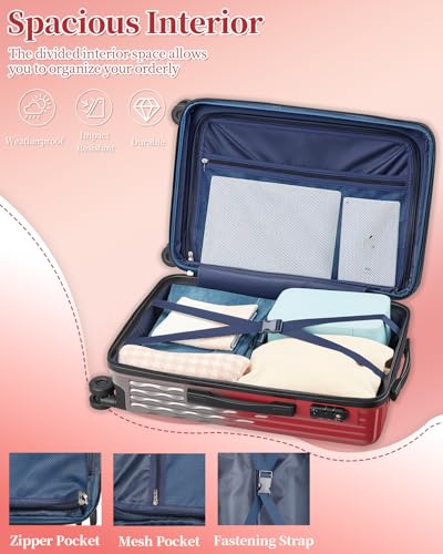 Image of Checked Luggage, 24 Inch Hardside Suitcase, Lightweight Hardshell with TSA Lock, Large Suitcase with Spinner Wheels