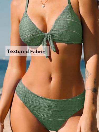 Image of CUPSHE Women's Two Piece Bikini Set Floral Print Knot Bunny Tie | Bunny Tie,Adjustable Straps,Soft Removable Cups,Flattering Bathing Suit For Vacation And Beach