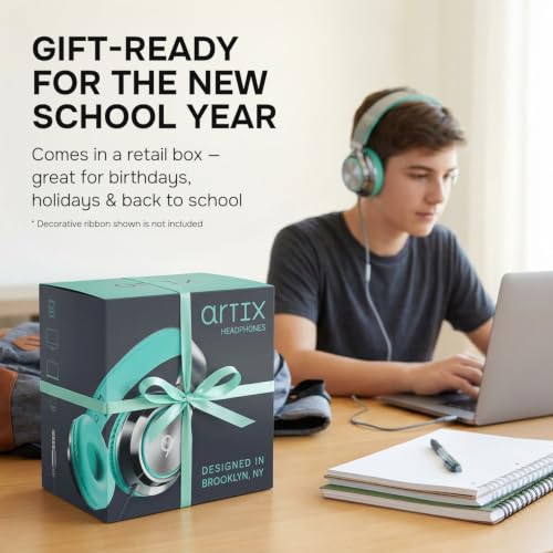 Image of ARTIX CL750 Adults & Kids Headphones with Cord, Microphone & Volume Control - Wired Headphones with Mic, Plug In Teens Corded Head phones Wire for Laptop, Computer, Chromebook, iPad & Tablet 3.5mm Aux