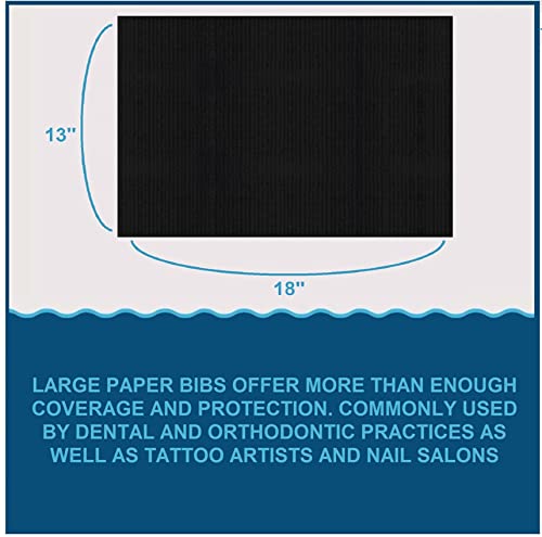 Black Dental Bibs 13''X18" Disposable Tattoo Sheet Waterproof Patient Napkin Professional Towels For Dentist, Nail, And Piercing - 3 Layer Bib 2-Ply Tissue With Poly Backing [Pack Of 55] #TOP3