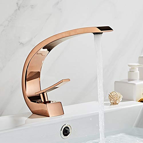 Grifos de lavabo AFUDER, grifo mezclador de baño moderno, grifo de lavabo negro/dorado, grifo de cascada fría y caliente de una sola manija