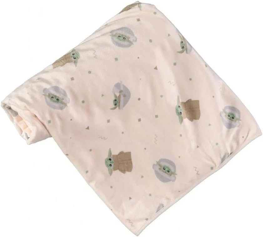 Mandalorian Baby Unisex Plush Blanket – Baby Yoda Baby Gifts - Soft Baby Blankets (Off-White/Green, 0-12 Months)