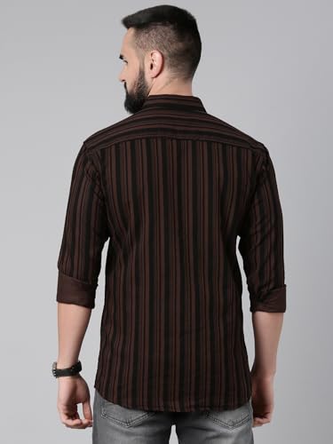 Image of Majestic Man Men's Standard Slim Fit Striped Pure Cotton Casual Shirt