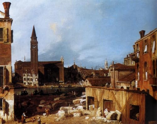 Tableau Canaletto Cour de Tailleur de Pierre Toile 60x90cm pour Sublimer un Mur Vide