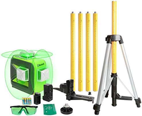 Huepar 603LP, 3D 3X 360 Laser Level Green with Bluetooth, Triple Power Supply, Switchable Cross Line Self Leveling 12 Lines, 360 Vertical/Horizontal Lines, with 3.7m Telescoping Pole & Magnetic Base