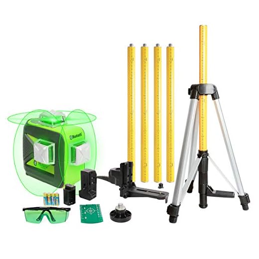 Huepar Green Beam Laser Level with Bluetooth, Three-Plane Self-Leveling and Alignment Cross Line Laser Level-One Horizontal and Two Vertical Lines with Bluetooth Connectivity Laser Tool Set 603LP