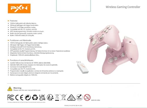 Mando PXN P5 Para PC Y Switch - Inalámbrico, Efecto Hall, Vibración, Batería 1000mAh