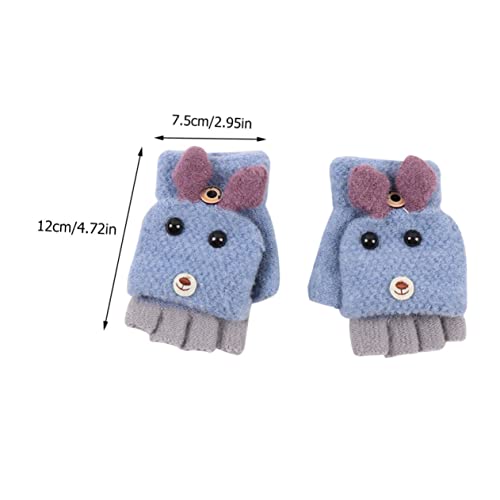 2pairs Cartoon Dog Half Finger Gloves for Boy Girl and Adults Warm Knit Cover Gloves Random Colors for Indoor and Outdoor Activities2