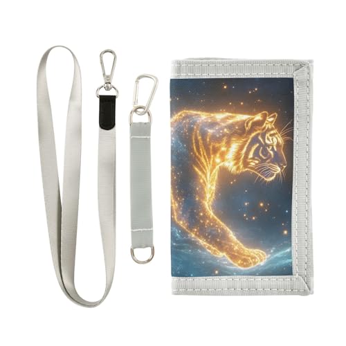 FOLIOSA Kids Wallet for Boys Girls Shining Animal Print Youth Wallet with Zipper Pocket Card Holders, Novelty Wallet 4.9×2.9 in