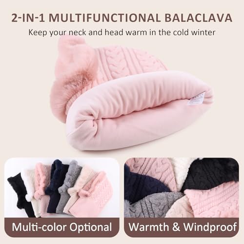 Image of Winter Fleece Balaclava Warm Men Hood Hat Knitted Hooded Scarf for Women Unisex Skull Cap