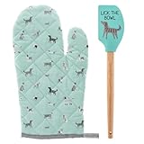 Karma, Reese Oven Mitt with Spatula, Oven Mitt and Spatula Set, Soft Insulated Quilting Oven Mitt and Silicone Spatula, Dog