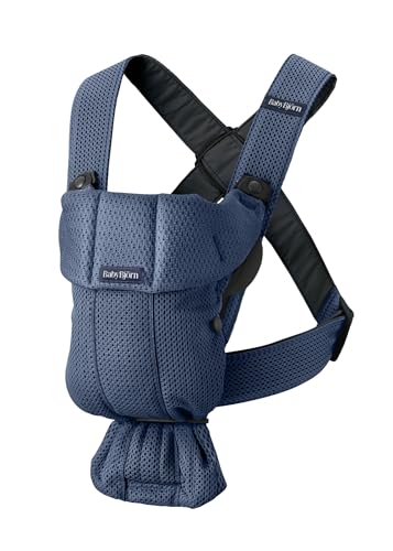 Image of BabyBjorn Baby Carrier Mini,Navy Blue, 3D Mesh | Newborn Carrier (7-15 lbs), Ergonomic, Easy-to-Use