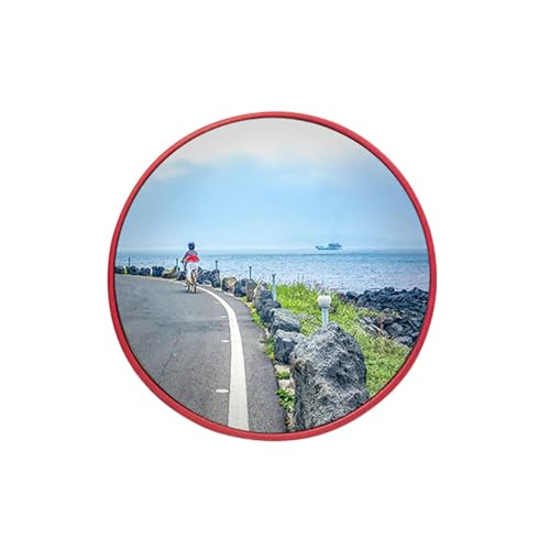 Espejo convexo de seguridad de tráfico, redondo, gran angular, 45-80 cm, para interiores y exteriores, con soporte de montaje en pared para visibilidad de entrada (Φ45 cm sin aleros)