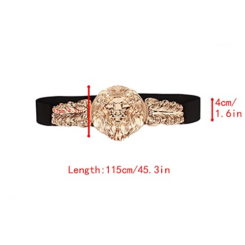 U Scinan Ladies Elastic Cinch Belt Golden Lion Head Carved Corset Retro Waistband Waist Seal2