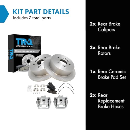 Image of TRQ Rear Brake Pad & Rotor Kit Ceramic Compatible with 2004-2006 Lexus RX330 2006-2007 RX400h Toyota Highlander