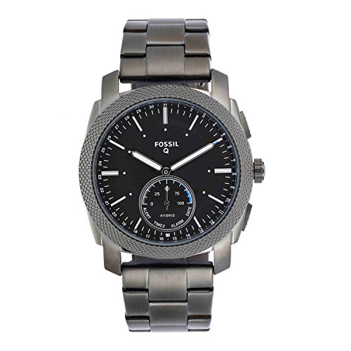 Fossil Men's Machine Stainless Steel Hybrid Smartwatch, Color: Smoke (Model: FTW1166)