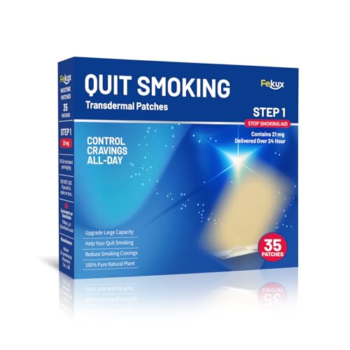 Fekux Quit Smoking Nicotine Patches Step 1, 21 mg Patches Delivered Over 24 Hours Nicotine Transdermal Patch 35 Counts Easy and Effective Help to Stop Smoking