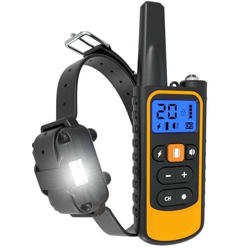 Meloive Collier de Dressage pour Chien, Portée de 3000m, Collier Rechargeable avec Mode Vibration,Son,Choc Électrique et Lumière, IPX67 Résistant à...