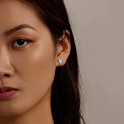 Boucles d'oreilles trèfle émail vert sur argent Sterling 925 - 4