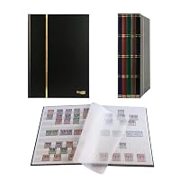 Prophila Album Pour Timbres 16 Pages Noires – 9 Bandes Transparentes, Couverture Simili Cuir Vert, Dos Doré, Classeur Philatélie