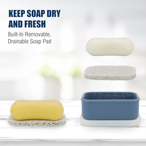 Compact Leakproof Travel Soap Case, Silicone Travel Soap Container, Portable Soap Box with Drainage Layer, Shatterproof Soap Holder for Bathroom, Gym (Blue) - Image 5