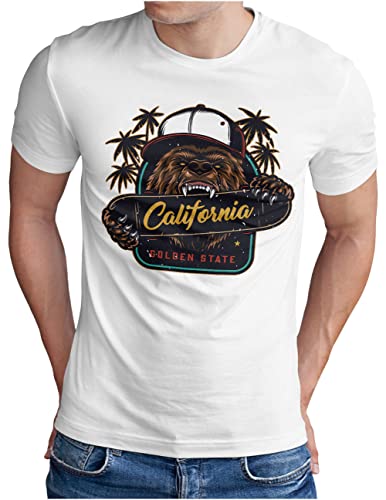 T-Shirt Cali Bear OM3 homme vêtement blanc grande taille confortable